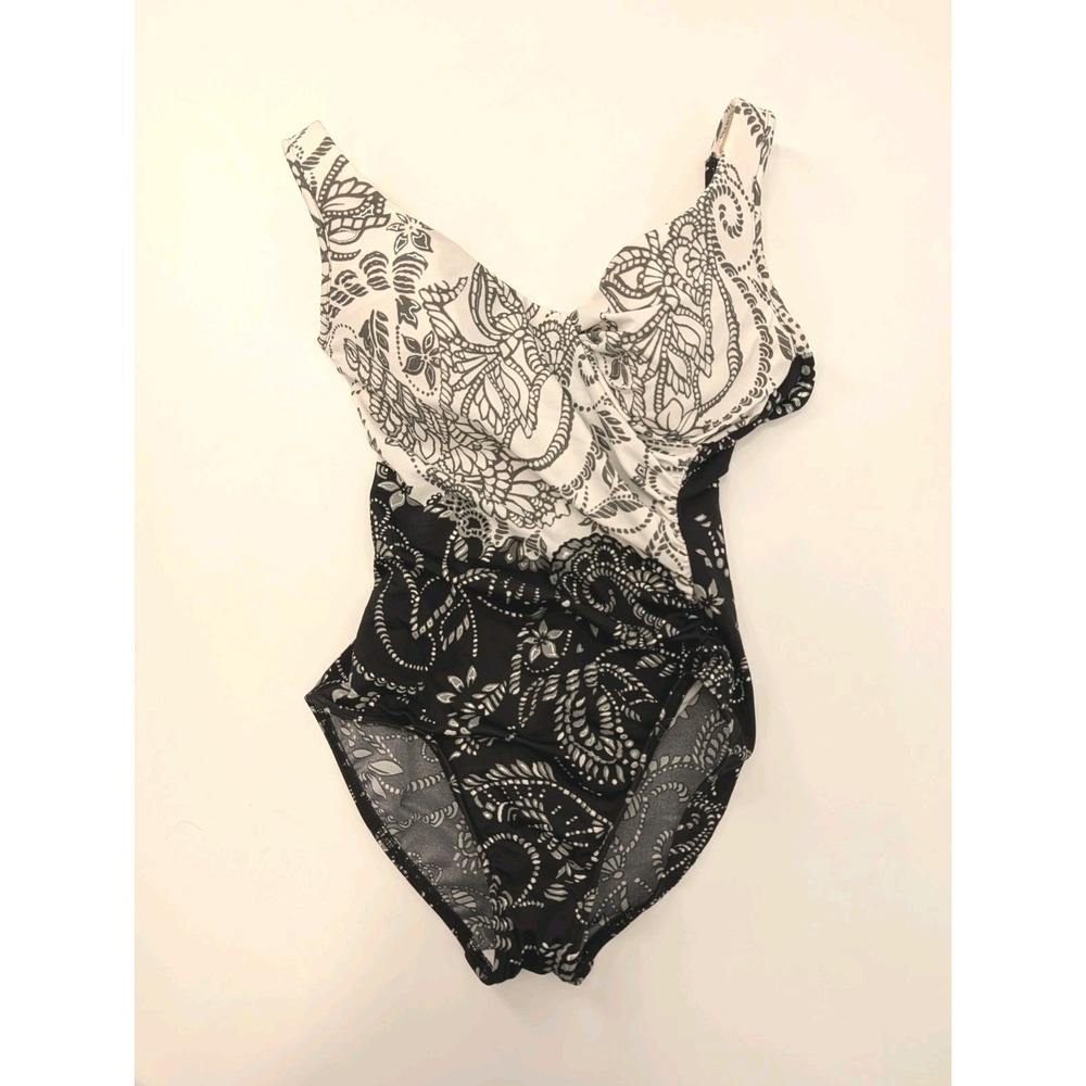 Miraclesuit Its A Wrap Underwire One Piece Swimsuit Metallic Paisley Size 8